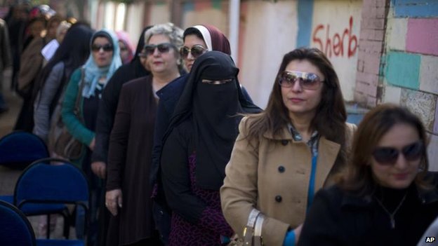 Voters queue on the second day in Cairo. Turnout will be a key issue Voters queue on the second day in Cairo. Turnout will be a key issue