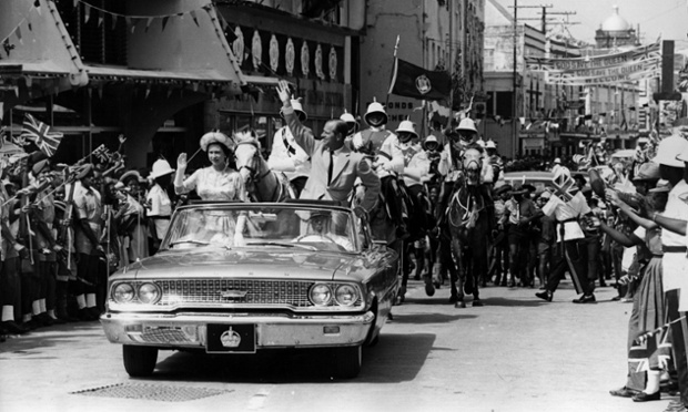 The Queen and Prince Philip driving through Barbados waving to the crowds on their 1966 tour (photo credit: The Guardian) The Queen and Prince Philip driving through Barbados waving to the crowds on their 1966 tour (photo credit: The Guardian)
