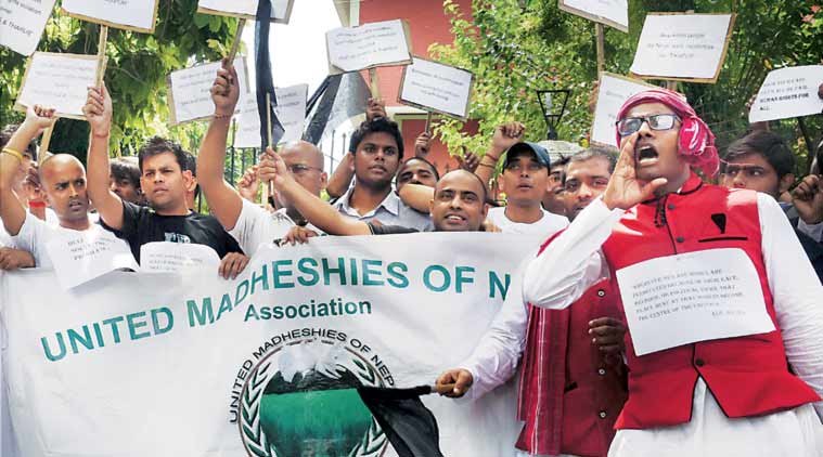 Madhesi protesters demanding reforms on federal demarcation and citizenship (photo credit: The Indian Express) Madhesi protesters demanding reforms on federal demarcation and citizenship (photo credit: The Indian Express)