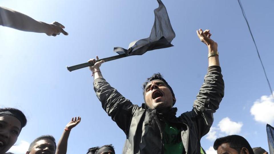 Members of the Madhesi and ethnic communities protest lack of change (photo credit: AFP) Members of the Madhesi and ethnic communities protest lack of change (photo credit: AFP)