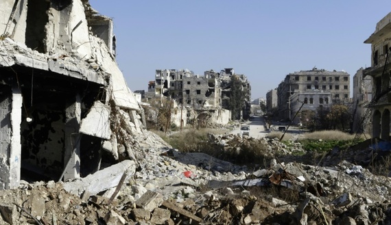 A picture showing the level of destruction in Syria (photo credit: AFP Photo/Louai Beshara) A picture showing the level of destruction in Syria (photo credit: AFP Photo/Louai Beshara)