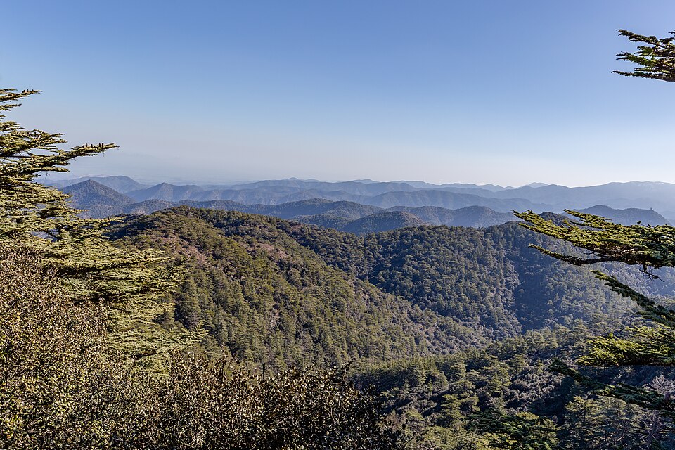 Troodos Mountains from Mt Tripylos, Cyprus (photo credit: Michal Klajban via Wikimedia Commons)