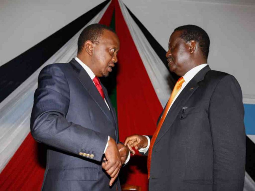 President Uhuru Kenyatta and opposition leader Raila Odinga (Photo creit: Maurice Alal) President Uhuru Kenyatta and opposition leader Raila Odinga (Photo creit: Maurice Alal)