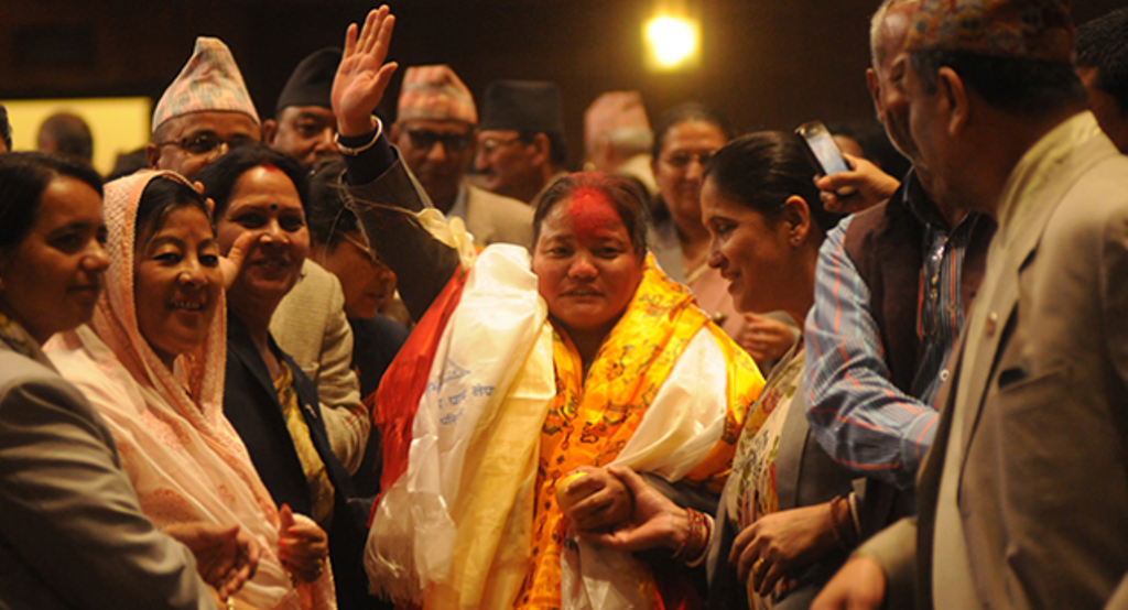 Newly elected House Speaker Onsari Gharti Magar (photo credit: Vishva Gujarat) Newly elected House Speaker Onsari Gharti Magar (photo credit: Vishva Gujarat)
