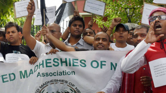 Madhesis protesting against the constitution (photo credit: PTI) Madhesis protesting against the constitution (photo credit: PTI)