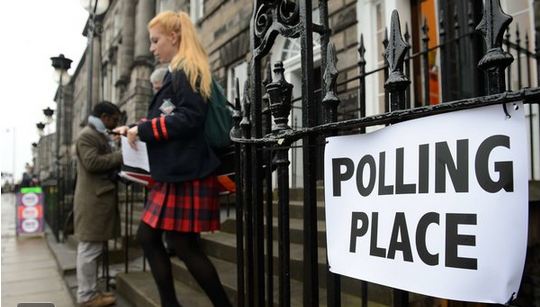 A young voter leaves a polling station in Edinburgh on Thursday. Analysts have forecast a record turnout in excess of 80 percent at about 2,600 polling places. Credit Leon Neal/Agence France-Presse — Getty Images Credit Leon Neal/Agence France-Presse — Getty Images