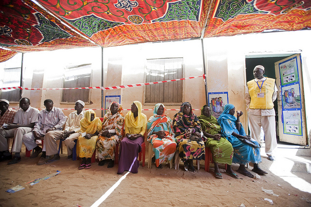 Voters waiting to cast their referendum vote for secession from Sudan in 2011 (photo credit: UNAMID) Voters waiting to cast their referendum vote for secession from Sudan in 2011 (photo credit: UNAMID)