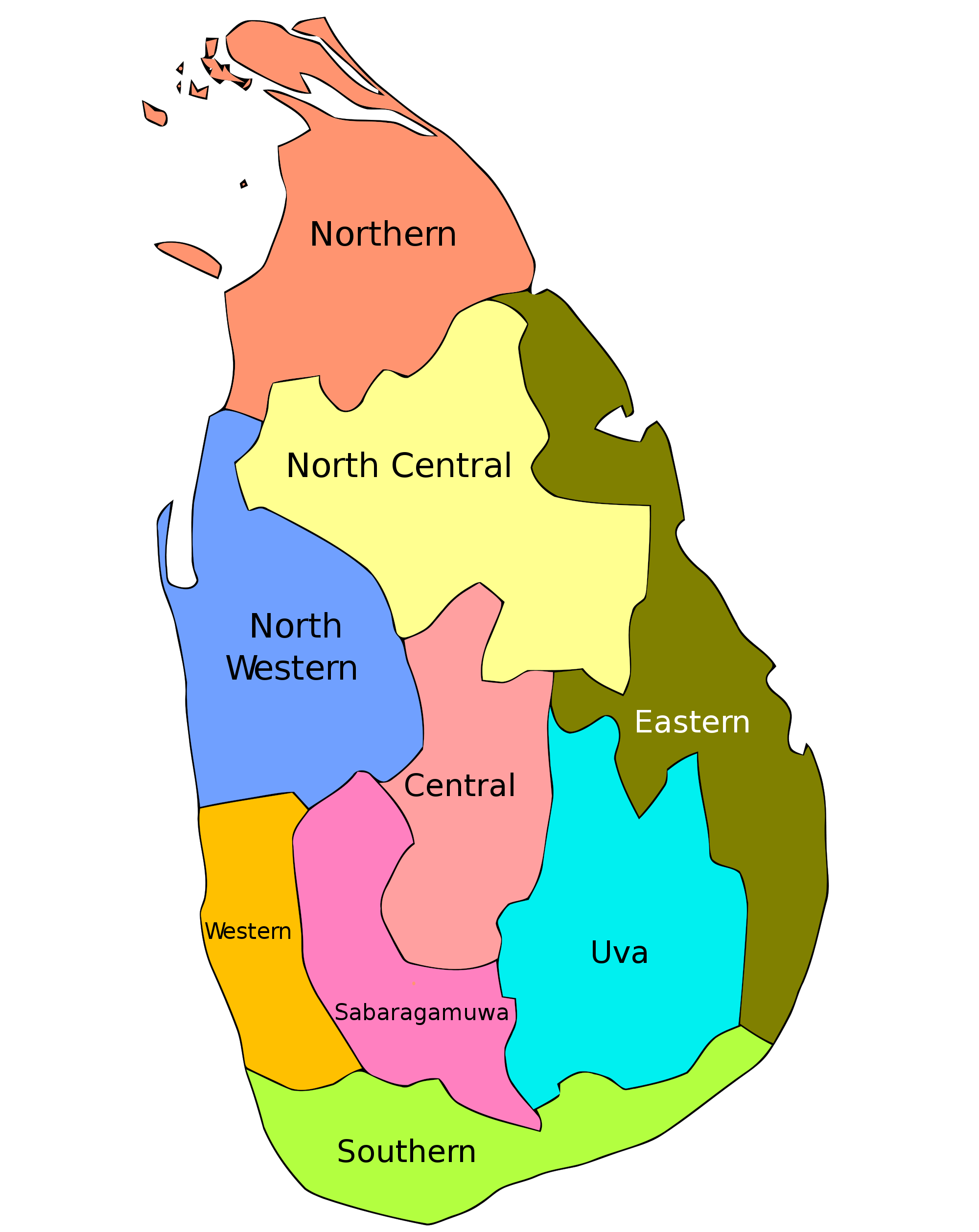 Provinces of Sri Lanka (photo credit: Wikipedia) Provinces of Sri Lanka (photo credit: Wikipedia)