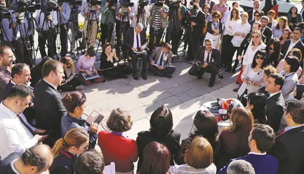 Leaders of pro-Kurdish Peoples’ Democratic Party attend news conference (photo credit: Gulf Times) Leaders of pro-Kurdish Peoples’ Democratic Party attend news conference (photo credit: Gulf Times)
