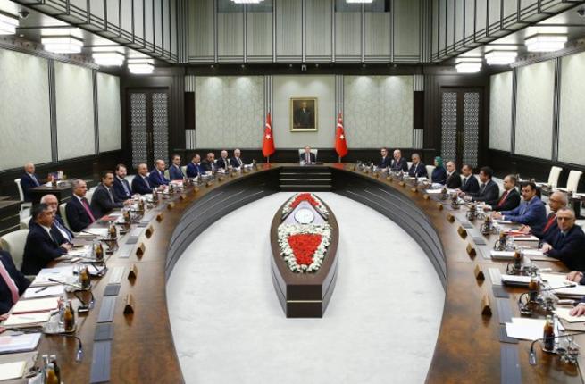President of Turkey Recep Tayyip Erdogan (C) chairing the meeting Cabinet  (photo credit: AFP/Kayhan Ozer) President of Turkey Recep Tayyip Erdogan (C) chairing the meeting Cabinet  (photo credit: AFP/Kayhan Ozer)
